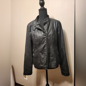 faux leather moto jacket XL